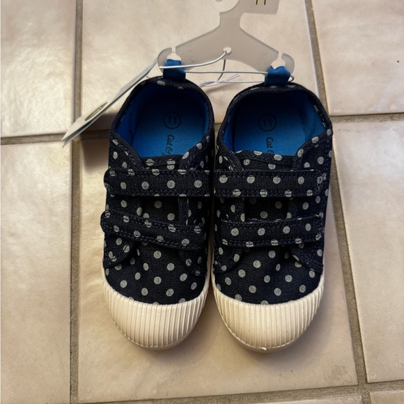 Cat & Jack Other - Girls Cat & Jack, Cute Canvas Denim Navy Polka Dot Shoes, size 11, NWT
